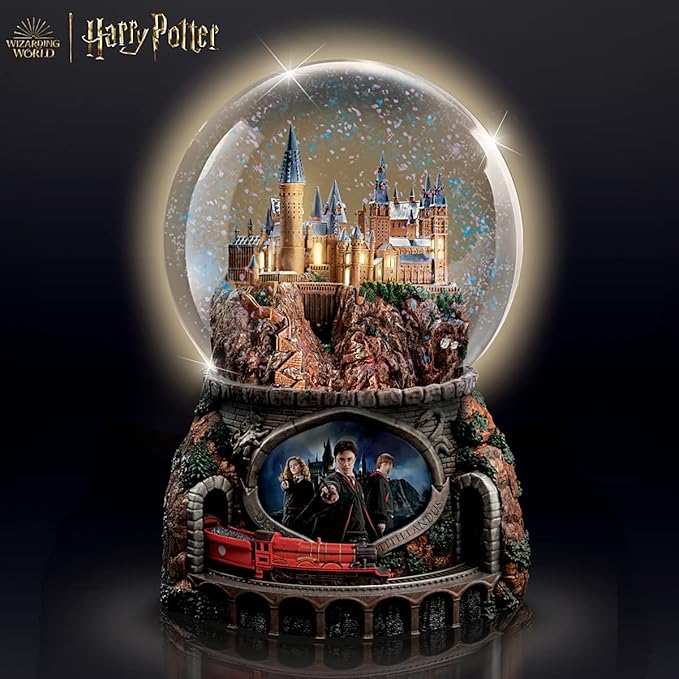 The Bradford Exchange Harry Potter Hogwarts Express Musical Snow Globe, Light-Up Castle, Moving Train with Hedwig's Theme