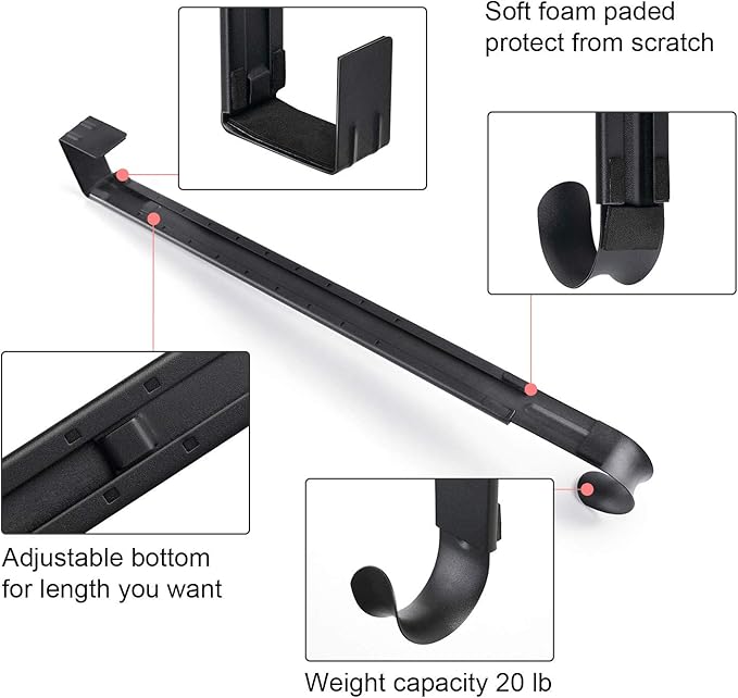 Wreath Hanger Adjustable Door Hanger Wreath Hanger for Front Door 15 to 24inch,Wreath Hook, Hold Up 20lb (Black,1 Pack)
