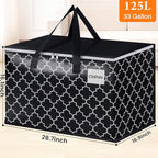 HomeHacks Heavy Duty Moving Bags with Tag Pockets, Collapsible Storage Totes for Moving, Camping & Travel -Foldable Packing Boxes, Zipper Handles, Black（6 Packs, 125L）