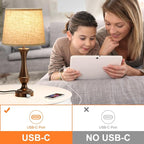 Seealle Upgraded Touch Lamps for Night Stands Set of 2 - Bedside Lamps with USB C+A, 3 Way Dimmable for Bedroom Living Room End Tables Office (Beige& Brown)