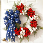 Patriotic Wreaths for Front Door, 250 Anniversary Decorations 4th of July Decorations Outdoor, Handcrafted Memorial Day Wreaths, Festival Celebration USA Flag Printed Wreath (F)
