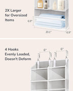 ULG Over the Door Organizer, 5-Tier Extra Large Hanging Storage with 10 Mesh Pockets, 100 lbs Capacity, Heavy Duty Door Organizer for Closet, Bedroom, Nursery Light Grey