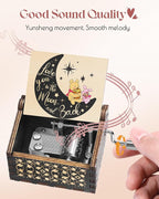 Swooflia Bear Wooden Music Box for Friend - Hand Crank Engraved Musical Box Vintage Mechanism Personalized Gifts for Mom Daughter Niece Granddaughter Grandma Jesus On Birthday