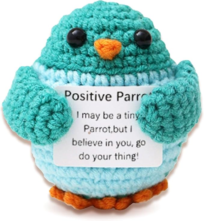 Inspirational Handmade Crochet Parrot, Positive Emotional Support Parrot, Valentine's Day Gift, Birthday Thanksgiving Basket Gift for Home Decorations