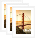 14x20 Picture Frame 3 Pack - White Poster Frame Display Pictures 11x17 with Mat or 14 x 20 Without Mat for Wall Hanging Horizontal and Vertical