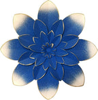 Dark Blue Metal Flower Wall Art Decor, 9.5“ Rustic Modern Floral Sculpture, Distressed Iron Wall Hanging Home Decoration Accent Artworks for Indoor Kitchen Bedroom Living Room Office Outdoor Garden
