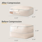 DIMJ 66L Comforter Storage Bag - 3 Pack Space-Saving Self-Compression Bags for Blankets, Duvets, Pillows, Bedding, and Down Jackets with Clear Window and Handle