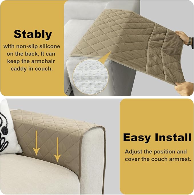 Remote Control Holder for Recliner,Non Slip Armchair Caddy,Sofa Armrest Storage Organizer for Recliner Couch With 6 Pockets for TV Remote,Cell Phone,Magazine