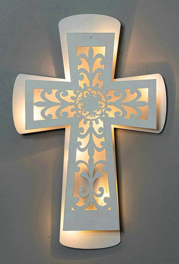ADAVAS.Y&G Wooden LED Wall Cross with Remote Control – Christian Lighted Cross Decor, Battery Powered, Multiple Lighting Modes, Religious Wall Art for Home, Church, and Gifts