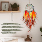 Pretty Jolly Cat's Eyes Tree of Life Dream Catcher Wall Decor with Healing Crystal Stone Handmade Colored Feather Dream Catchers Decoration Wall Hanging Bedroom Room Wedding Party Wish Gift-25.6"