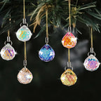 Crystal Suncatcher Ornaments Christmas Tree Decorations, 12PCS Xmas Iridescent Crystal Ball Prism, Mini Round Ball Drop Hanging Ornament for Xmas Tree Suncatcher Chandelier Wedding Party Home Decor