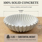 OAKOA Large Decorative Bowl - White Decorative Bowls for Home Decor - Organic Modern Home Decor Bowl - Concrete Ruffle Bowl Decor - Fluted Bowl - Scalloped Bowl