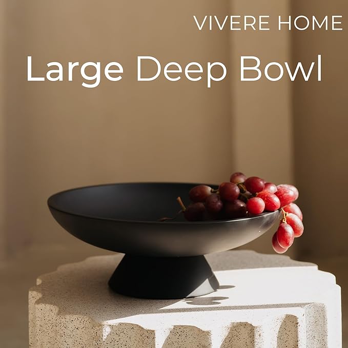 12" Concrete Fruit bowl for Kitchen Counter, Coffee Table Decor, Decorative Key Bowl, Home Décor Accents, Kitchen Counter Decor Black