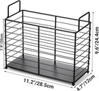 Noamus Metal Magazine Rack, Newspaper Book Tablet Storage Basket, File Holder Mail Organizer Bin with Handles, Iron Wire Black Folder Stand Holder for Home Office Bathroom Bedroom Den Living Room