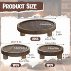 6PCS Wooden Risers for Display, Round Pedestal Counter Decor Holder, Rustic Riser Tray, Wood Cake Stand for Party Home Kitchen Counter Decor, 8/6/5 inch, Rustic Brown