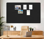 Large Bulletin Board - 72 X 48 inches Cork Board with 30 Pushpin, 6' x 4' Felt Cork Board Notice Pin Board, Self-Adhesive Vision Board Mood Board Foldable Photo Board for Wall (Black)