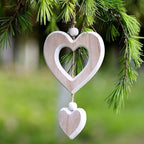 Sun&Beam Heart-Shaped Wooden Decorative 2Pcs Hanging Handmade Hearts Ornaments for Wedding Party Valentine Christmas Home Decoration Car Décor (K-#5, 2Pcs)