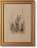 VIYYIEA Vintage Gold Framed Wall Art for Living Room, Easter Canvas Prints Home Decor, Sketch Painting Picture, Bedroom Wall Decor Gifts for Friends or Family -【The Hidden Hare】-(16L x 12W)
