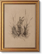 VIYYIEA Vintage Gold Framed Wall Art for Living Room, Easter Canvas Prints Home Decor, Sketch Painting Picture, Bedroom Wall Decor Gifts for Friends or Family -【The Hidden Hare】-(16L x 12W)