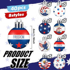 HyDren 40 Pcs 4th of July Ornaments 1.2 Inch Mini Patriotic Tree Decorations 250th Anniversary Memorial Day Independence Day Ornaments Red White Blue Eagle Star Ball Decorations for Holiday Party