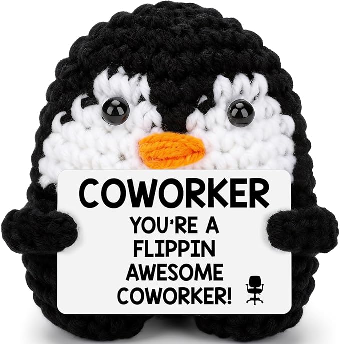 Funny Retirement Gifts for Coworker Women Men, Farewell Leaving Going Away Goodbye Gifts Boss Friend Nurse Teacher, Thanksgiving Moving Away Promotion Birthday, Handmade Crochet Penguin Easter Decor