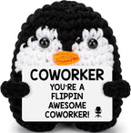Funny Retirement Gifts for Coworker Women Men, Farewell Leaving Going Away Goodbye Gifts Boss Friend Nurse Teacher, Thanksgiving Moving Away Promotion Birthday, Handmade Crochet Penguin Easter Decor