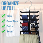 Kathfly 8 Pcs Non-Slip Velvet Tie Hanger for Closet, 360 Degree Swivel Space Saving Tie Rack Organizer for Men Bulk, Necktie Belt and Scarves Hanger for Closet, Black Flocked