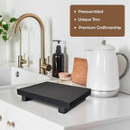Rustic Pedestal Stand - Handmade Small Wood Tray - Soap Tray for Kitchen Sink, Bathroom (Black, 9 x 6 X 1.5 Inch)