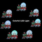 Christmas Snow Globe with Light up and Musical Snowflakes, 5.9 Inch Height Santa Claus Train Resin Snowglobe, Christmas Holiday Indoor Decor.