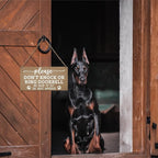 JXREQ Don't Knock or Ring Doorbell Sign for Front Door Dog Warning Sign for Gate Fence Yard Home Decor, Beware of Dog Sign Wall Pediments, Dogs Signs Gifts, 12x8 Inch, (Light Brown)