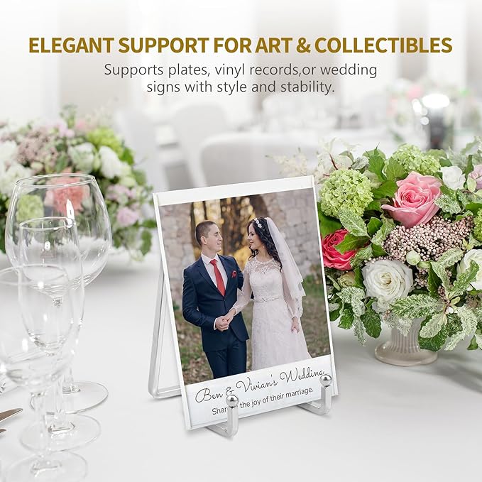 Plate Holder Easel Display Stand - 4.5 inch Metal Plate Stands for Display - Tabletop Picture Stand - Silver Iron Easels for Display Pictures | Photo Frames | Book | Decorative Plates | Plaque -1 Pack