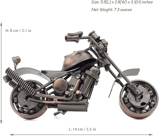Motorcycle Gifts for Men Women - Handmade Metal Motorcycle Figurine - Unique Gifts for Bikers Him Dad Grandpa Husband Friend - Vintage Man Cave Home Office Desk Decor