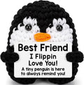 Best Friend Birthday Gifts for Women Men, I Love You Mini Funny Handmade Crochet Penguin Friendship Galentines Easter Gifts for Best Friends BFF Soul Sister Bestie, Long Distance Friends Gift for Her