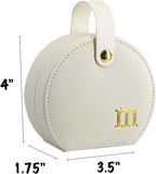 COLLECTIVE HOME - Travel Jewelry Case, Elegant Half-Moon Design with Gold Monogram, Detachable Handle, Personalized Accessory Organizer, Gift for Fashion-Forward Women and Teens (m)