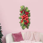 SM SunniMix Christmas Swag Teardrop Swag Artificial Wreath Door Swag Decorative Bow Ornament Lightweight PP Material Suitable for Gift Giving Home Decoration, Red