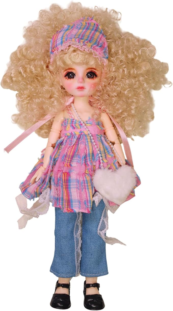 Original 1/6 Scale Anime Doll with Hand-Painted Face, Unique Cute Collectible Ball-Jointed Doll with Removable Outfit, 30cm Art Figure for Christmas & Birthday Gifts (Lola)