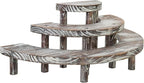 MyGift 3 Tier Rustic Dessert Stand, Torched Wood Semicircle Cupcake Display Risers