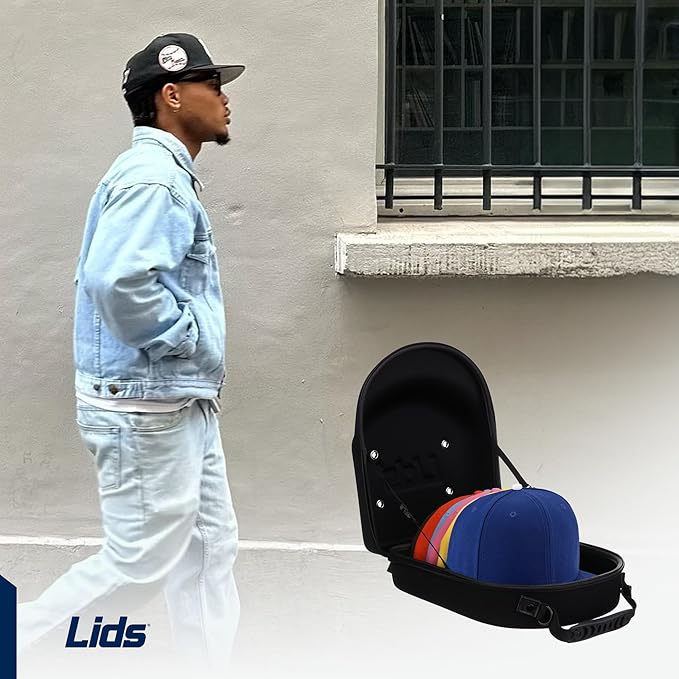 Lids Hat Travel Case – Baseball Cap Carrier for 6 Hats, Durable Camo Exterior with Black Interior, Storage with Handle & Adjustable Shoulder Strap, Hard Hat Organizer for Travel & Closet