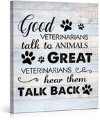 Funny Veterinarian Gifts Farmhouse Dog Canvas Wall Art Decor Veterinary Vet Gift for Women Good Veterinarians Talk To Animals Rustic Sign Painting Plaque Home Decoration (8 X 10 Inches, Framed)