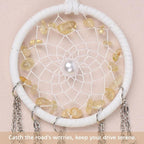Pretty Jolly Crystal Stone Small Dream Catchers Yellow Feathers Mini Dreamcatchers with Beads for Cars Rear View Mirror Hanging Decoration Good Luck Travel Charm Bedroom Ornaments for Women Girls