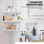 Marsmiles Floating Shelves Set of 3 | Wall Shelves | Wall Mounted Storage Display Shelving for Bathroom, Bedroom, Living Room, Kitchen | 12-4/5" D x 12-4/5" W | Fan-Shaped, Simply White