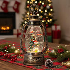 Christmas Snow Globe Lantern Water Glittering Snowman with Christmas Tree, USB Lined/Battery Operated Lighted Lantern for Christmas Festival Decoration Gifts