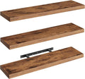 RALGEND Floating Shelves for Wall, 1.5" Thick Wall Shelf Set of 3 with Invisible Brackets, L31.5 x W7.9 Hanging Shelves Farmhouse Home Decor for Bathroom, Living Room, Bedroom, Rustic Brown 8301BJP3BF