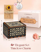 Swooflia Bear Wooden Music Box for Friend - Hand Crank Engraved Musical Box Vintage Mechanism Personalized Gifts for Mom Daughter Niece Granddaughter Grandma Jesus On Birthday