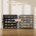 LANTEFUL Shoe Rack with Covers 5 Tier Tall Shoe Rack Organizer Large Capacity Shoe Shelf Storage 20-24 Pairs Space Saving Free Standing Shoe Storage Organizer for Closet, Entryway, Dorm, Black