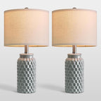 USumkky 20.5" Ceramic Table Lamps Set of 2, Modern Farmhouse Boho Bedside Lamps for Bedroom, Nightstand Lamps for Living Room End Tables, Small Desk Lamps, Grey