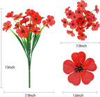 MACTING Artificial Flowers for Outdoors Fake Spring Flowers UV Resistant No Fade Faux Plastic Plants for Hanging Planters Window Patio Porch Yard Garden Home Indoor Outside Summer Decorations(Red)