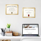 upsimples Certificate Frame with High Definition Glass, 8.5 by 11 Picture Diploma Document Frames for Wall and Tabletop, Gold 5 Pack