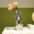 Unique Vases for Flowers，7 Inch Silver Small Diameter Vase, A Novel Decoration for The Dining Table, Living Room, Bookshelf and Office, A for Flower Lovers