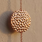 opulinea 32 Inch Hammered Rose Gold Moon Phase Metal Wall Decor with LED String Lights, Celestial Hanging Wall Sculpture, Boho Lunar Wall Art for Bedroom, Living Room, Bathroom, Apartment